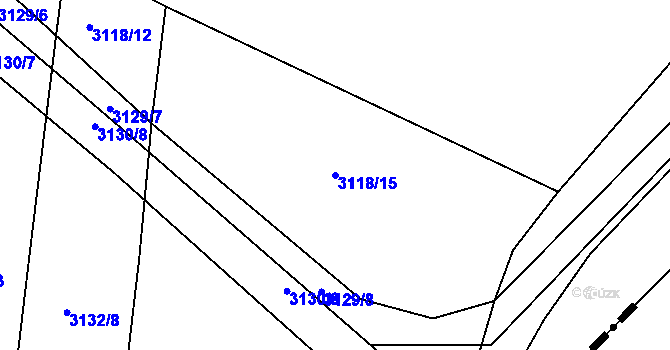 Parcela st. 3118/15 v KÚ Kuřim, Katastrální mapa