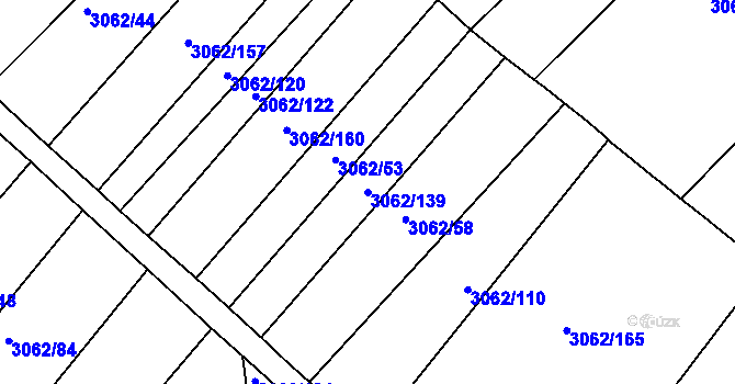 Parcela st. 3062/139 v KÚ Kuřim, Katastrální mapa