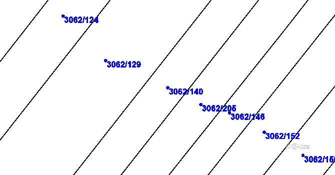 Parcela st. 3062/140 v KÚ Kuřim, Katastrální mapa