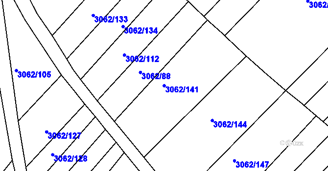 Parcela st. 3062/141 v KÚ Kuřim, Katastrální mapa