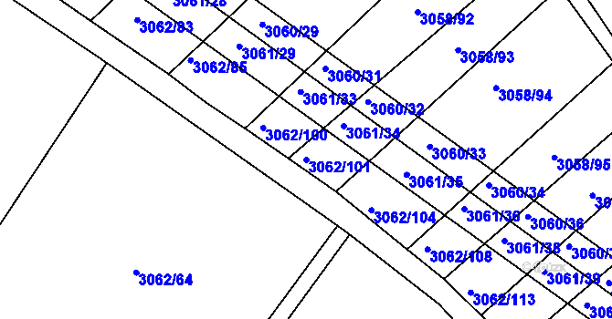 Parcela st. 3062/101 v KÚ Kuřim, Katastrální mapa