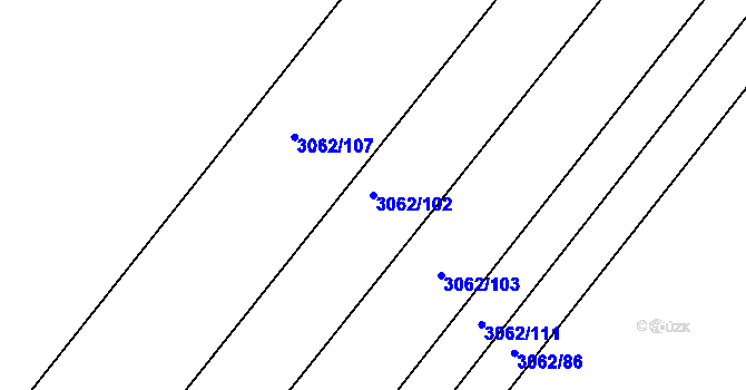 Parcela st. 3062/102 v KÚ Kuřim, Katastrální mapa