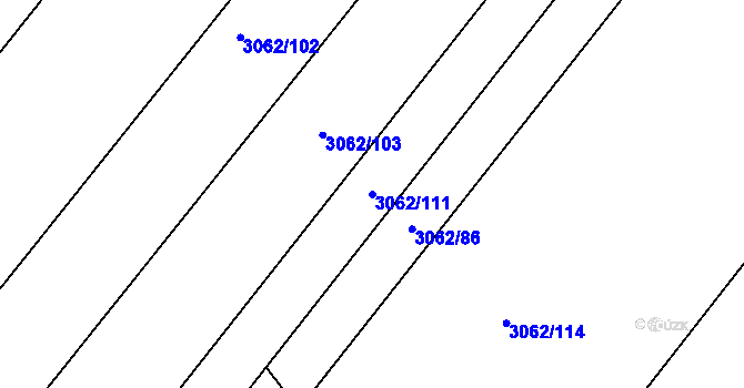 Parcela st. 3062/111 v KÚ Kuřim, Katastrální mapa