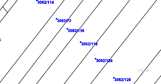 Parcela st. 3062/118 v KÚ Kuřim, Katastrální mapa