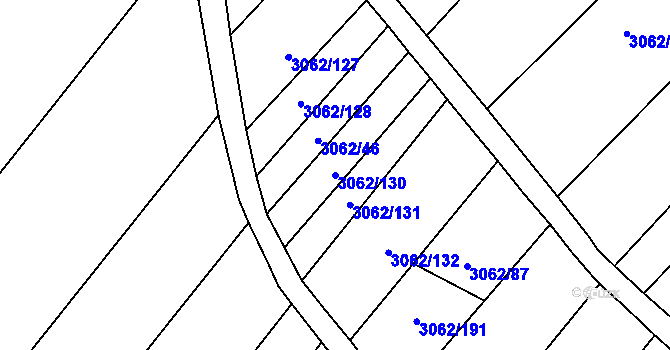 Parcela st. 3062/130 v KÚ Kuřim, Katastrální mapa
