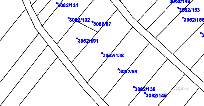 Parcela st. 3062/138 v KÚ Kuřim, Katastrální mapa