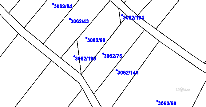 Parcela st. 3062/75 v KÚ Kuřim, Katastrální mapa