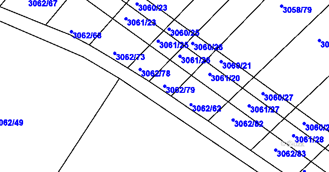 Parcela st. 3062/79 v KÚ Kuřim, Katastrální mapa