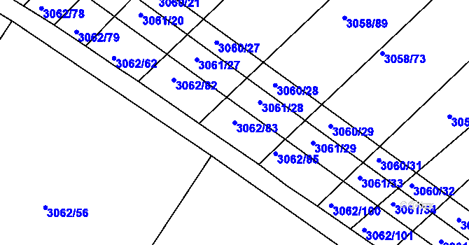 Parcela st. 3062/83 v KÚ Kuřim, Katastrální mapa