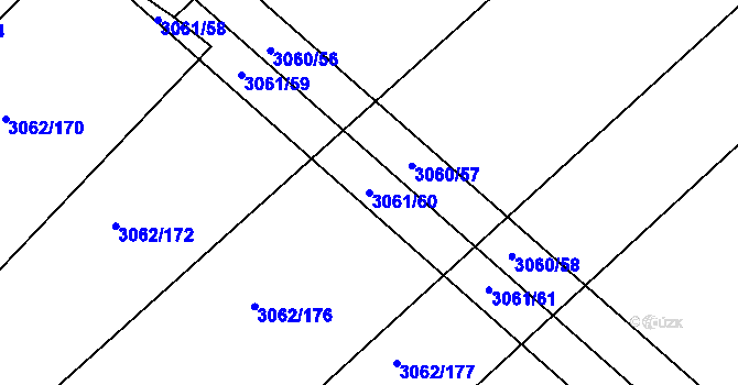 Parcela st. 3061/60 v KÚ Kuřim, Katastrální mapa