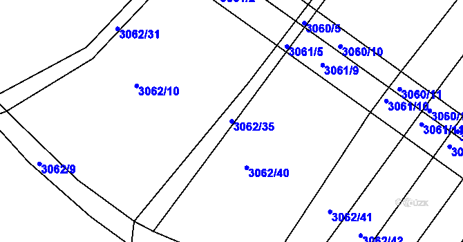 Parcela st. 3062/35 v KÚ Kuřim, Katastrální mapa