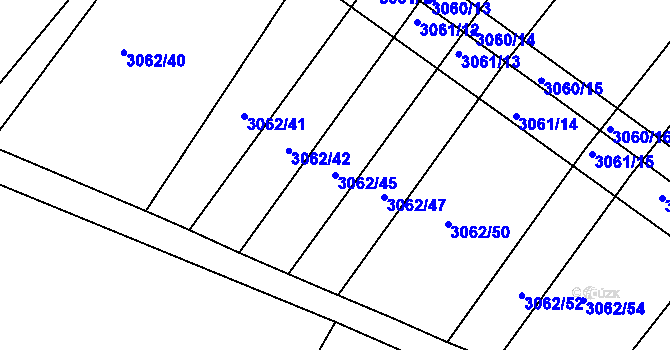Parcela st. 3062/45 v KÚ Kuřim, Katastrální mapa