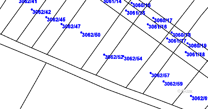 Parcela st. 3062/52 v KÚ Kuřim, Katastrální mapa