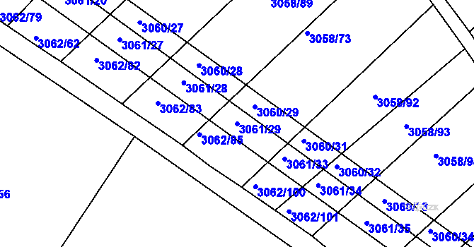Parcela st. 3061/29 v KÚ Kuřim, Katastrální mapa