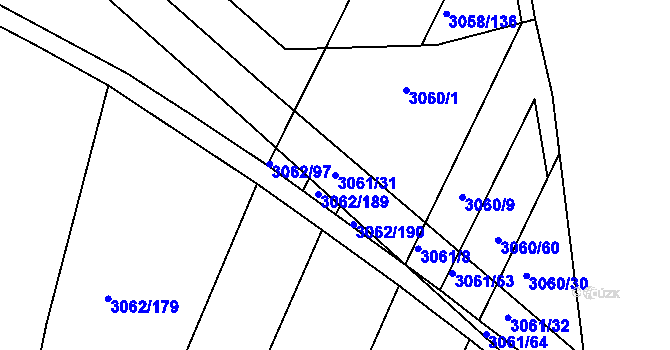 Parcela st. 3061/31 v KÚ Kuřim, Katastrální mapa