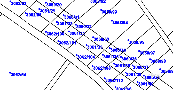 Parcela st. 3061/35 v KÚ Kuřim, Katastrální mapa