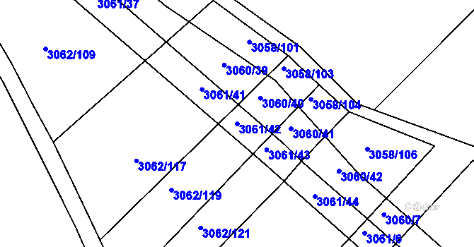 Parcela st. 3061/42 v KÚ Kuřim, Katastrální mapa