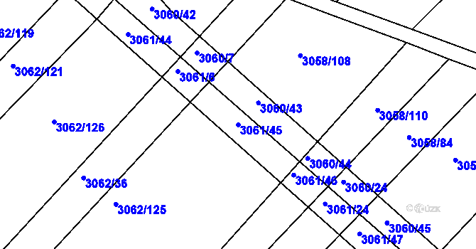 Parcela st. 3061/45 v KÚ Kuřim, Katastrální mapa