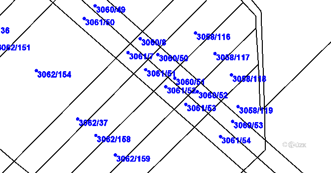 Parcela st. 3061/52 v KÚ Kuřim, Katastrální mapa