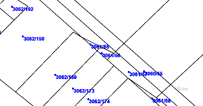 Parcela st. 3061/56 v KÚ Kuřim, Katastrální mapa