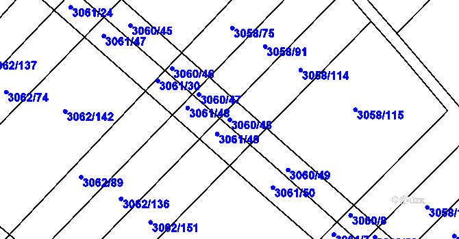 Parcela st. 3060/48 v KÚ Kuřim, Katastrální mapa