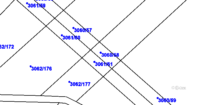 Parcela st. 3060/58 v KÚ Kuřim, Katastrální mapa