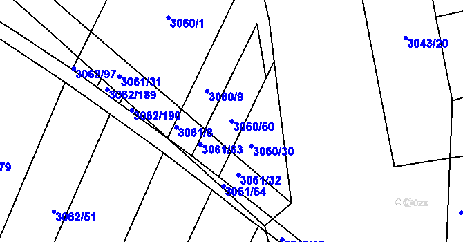 Parcela st. 3060/60 v KÚ Kuřim, Katastrální mapa