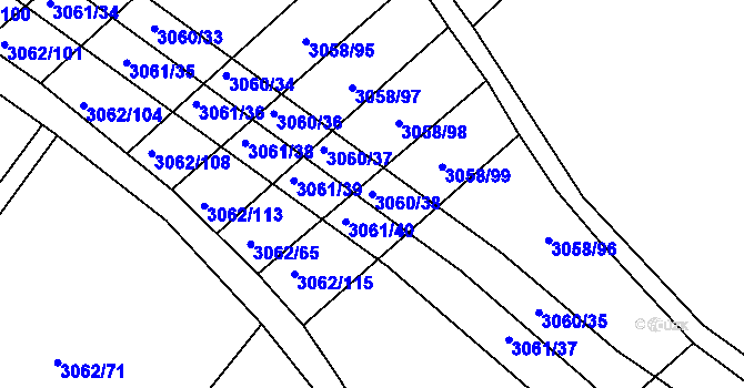 Parcela st. 3060/38 v KÚ Kuřim, Katastrální mapa
