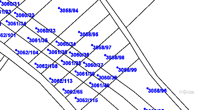 Parcela st. 3058/98 v KÚ Kuřim, Katastrální mapa