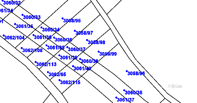 Parcela st. 3058/99 v KÚ Kuřim, Katastrální mapa