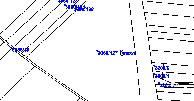 Parcela st. 3058/127 v KÚ Kuřim, Katastrální mapa