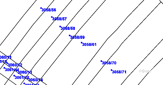 Parcela st. 3058/61 v KÚ Kuřim, Katastrální mapa