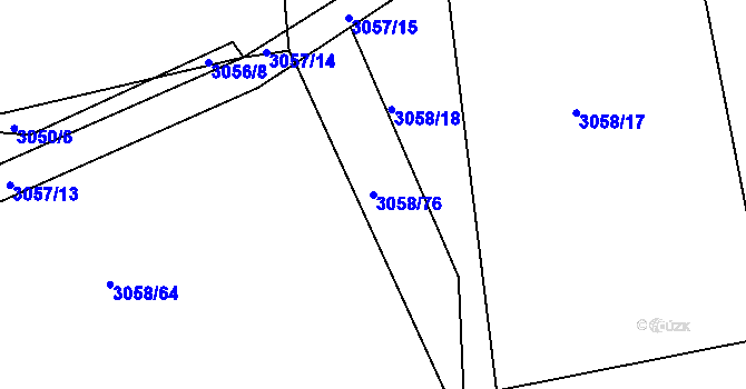 Parcela st. 3058/76 v KÚ Kuřim, Katastrální mapa
