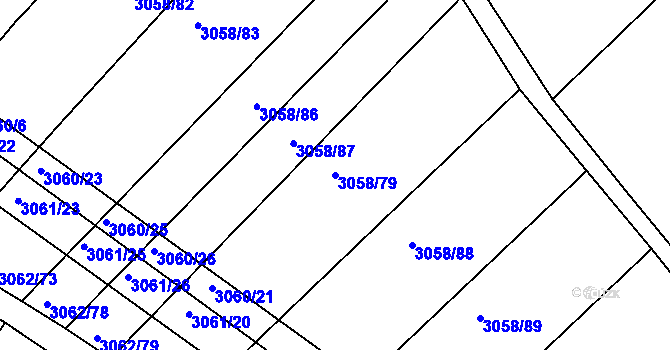 Parcela st. 3058/79 v KÚ Kuřim, Katastrální mapa