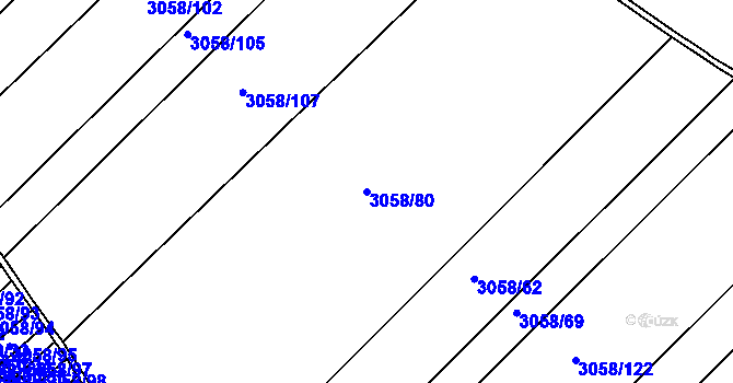 Parcela st. 3058/80 v KÚ Kuřim, Katastrální mapa