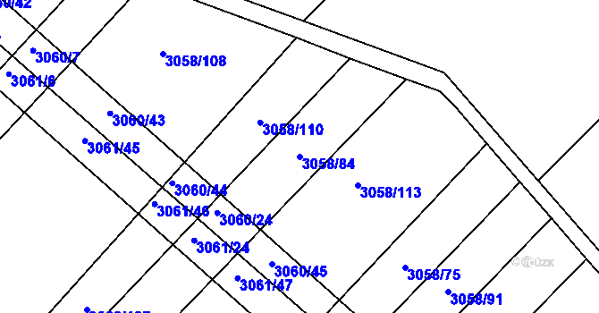 Parcela st. 3058/84 v KÚ Kuřim, Katastrální mapa