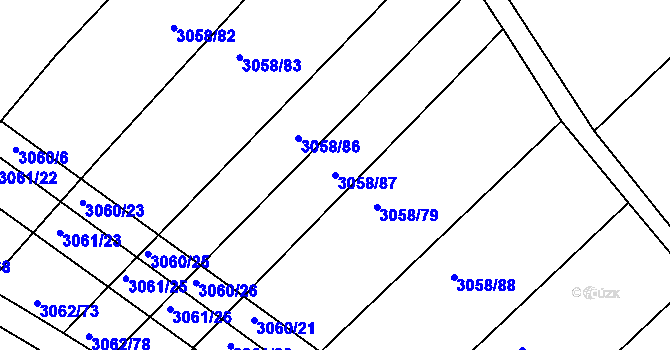 Parcela st. 3058/87 v KÚ Kuřim, Katastrální mapa