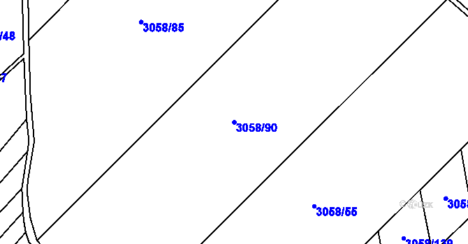Parcela st. 3058/90 v KÚ Kuřim, Katastrální mapa