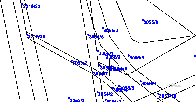 Parcela st. 3055/1 v KÚ Kuřim, Katastrální mapa