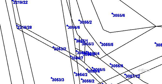 Parcela st. 3055/3 v KÚ Kuřim, Katastrální mapa