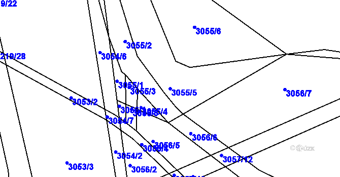 Parcela st. 3055/5 v KÚ Kuřim, Katastrální mapa