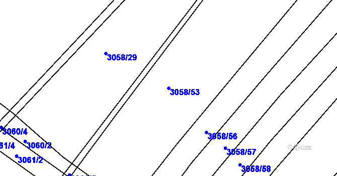 Parcela st. 3058/53 v KÚ Kuřim, Katastrální mapa
