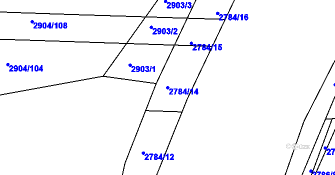 Parcela st. 2784/14 v KÚ Kuřim, Katastrální mapa