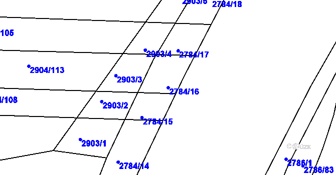 Parcela st. 2784/16 v KÚ Kuřim, Katastrální mapa