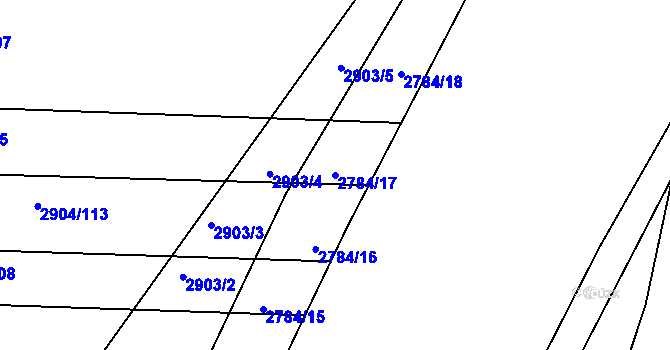 Parcela st. 2784/17 v KÚ Kuřim, Katastrální mapa