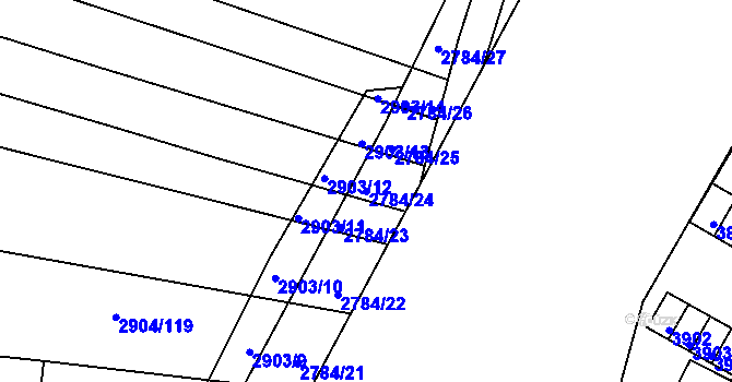 Parcela st. 2784/24 v KÚ Kuřim, Katastrální mapa