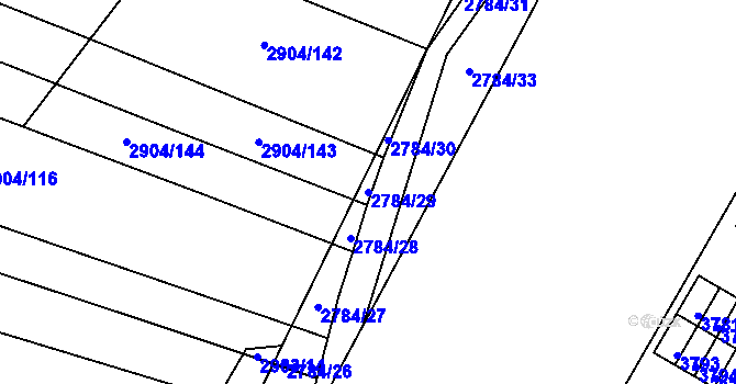Parcela st. 2784/29 v KÚ Kuřim, Katastrální mapa