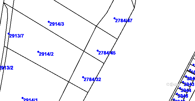 Parcela st. 2784/45 v KÚ Kuřim, Katastrální mapa