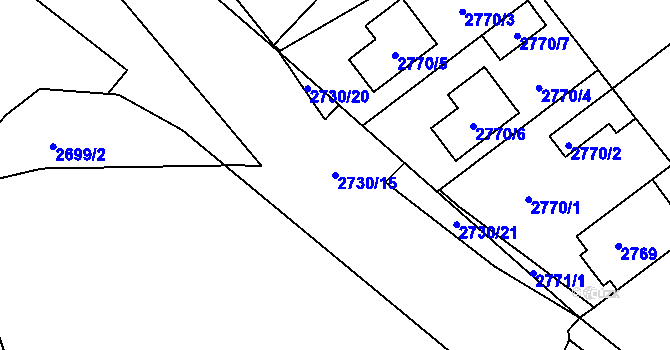 Parcela st. 2730/15 v KÚ Kuřim, Katastrální mapa