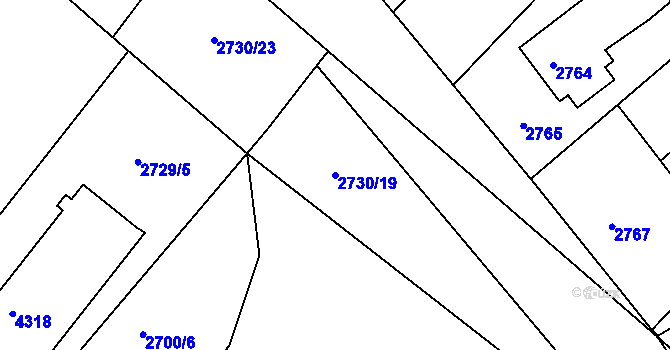 Parcela st. 2730/19 v KÚ Kuřim, Katastrální mapa